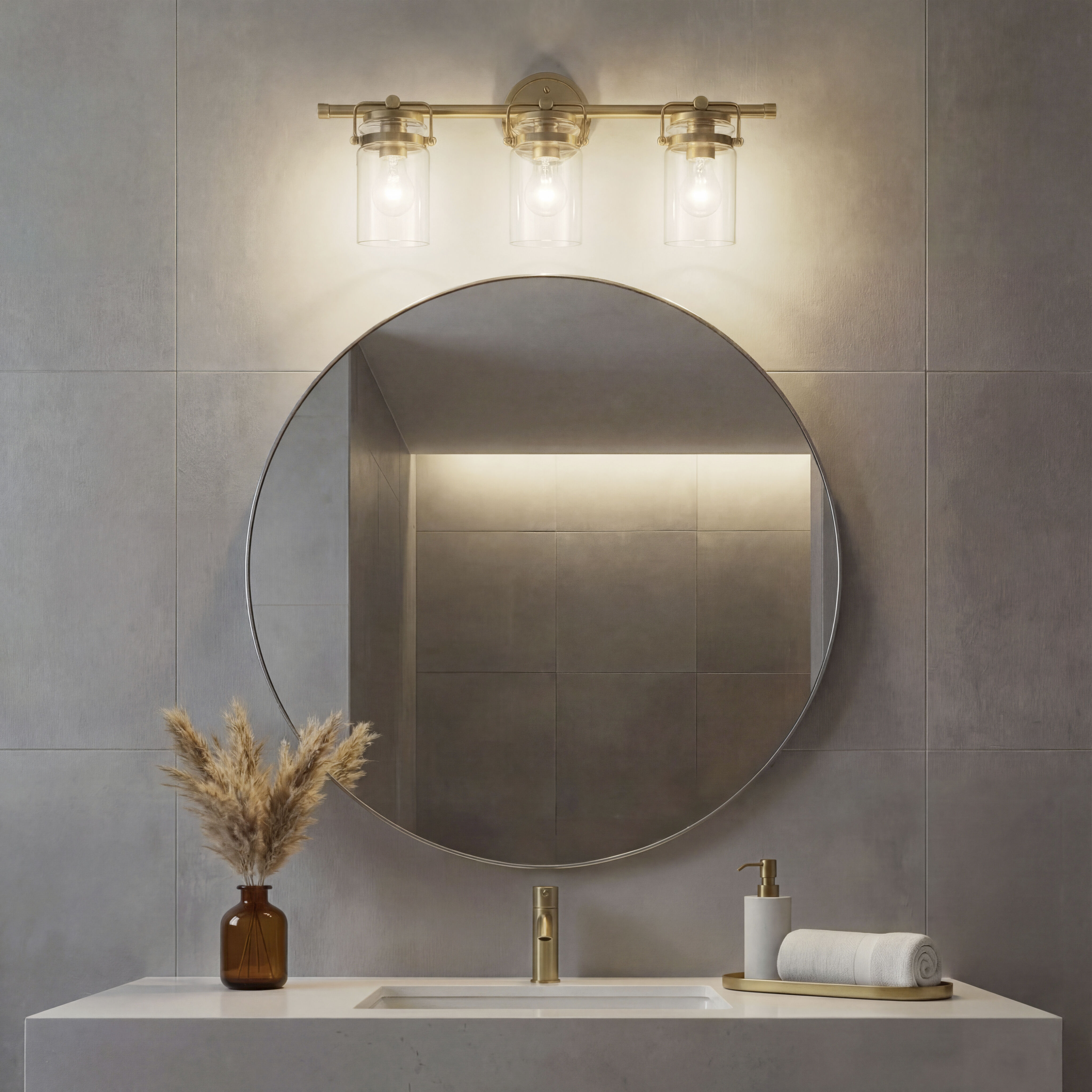 Brinley 3 Light 24 inch Champagne Bronze Bath Vanity Light Wall Light